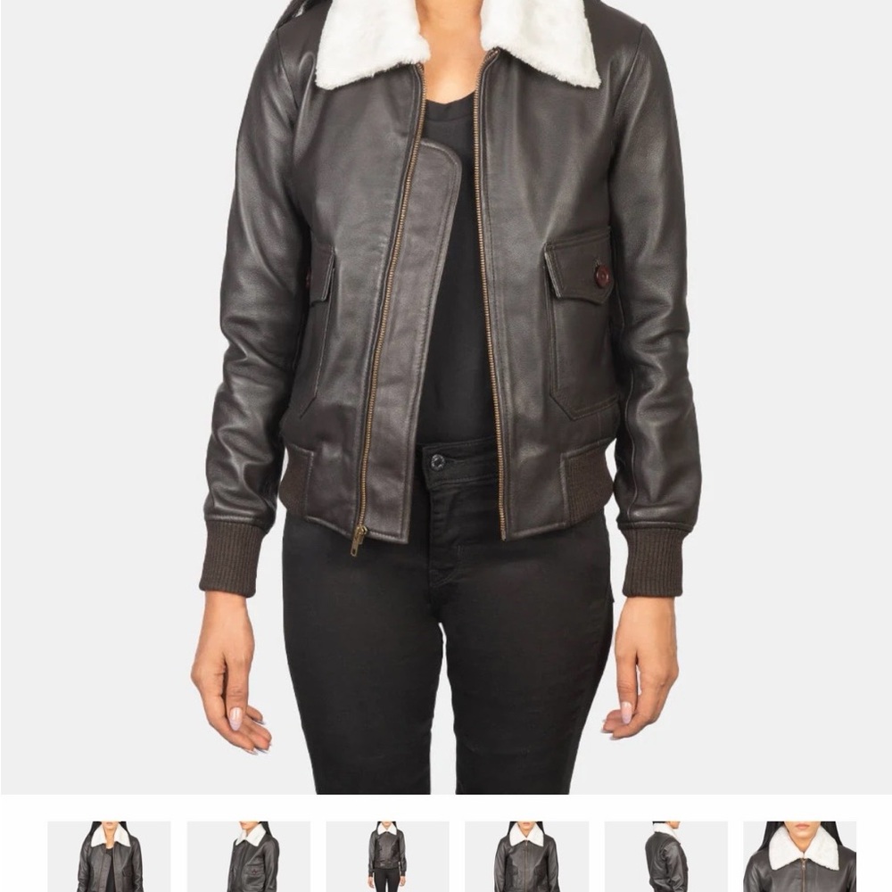 STELLA G-1 BROWN LEATHER BOMBER JACKET